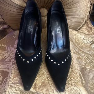 Shoes high heels, black with silver rhinestone size 38